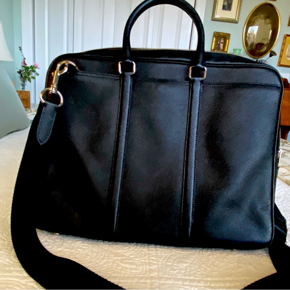 Coach all leather unisex briefcase